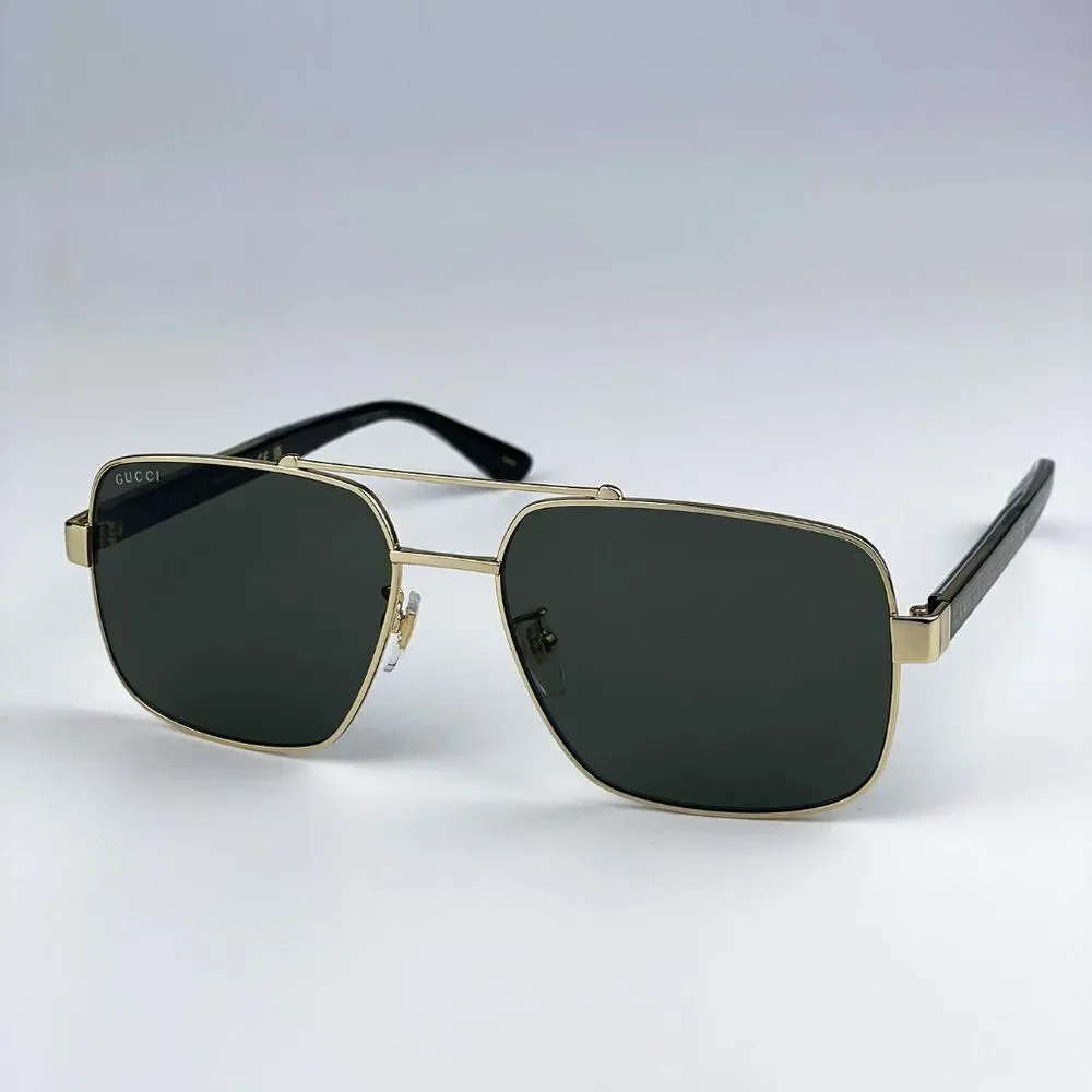 NEW Gucci GG0529S 001 Gold Black Grey Oversized Pilot Unisex Sunglasses